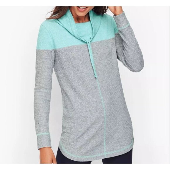 T by Talbots Shirt Womens 2X Cowl Neck Colorblock Real Gray Knit Tunic - Picture 1 of 8